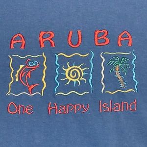 Aruba One Happy Island. Embroidered tee. Size XXL.